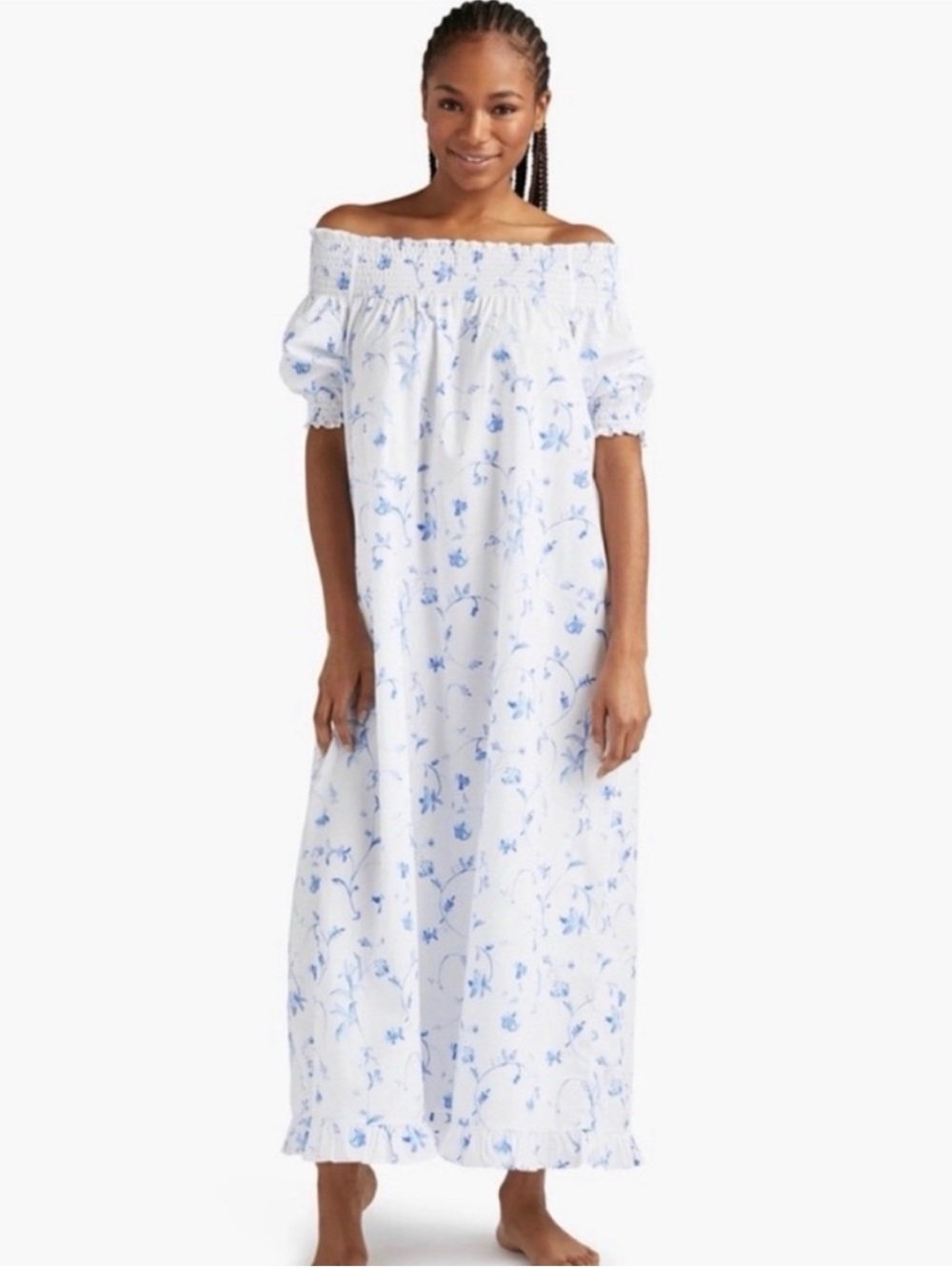 Hill House Caroline Blue Botanical Nap Dress Size Large New - Picture 2 of 8